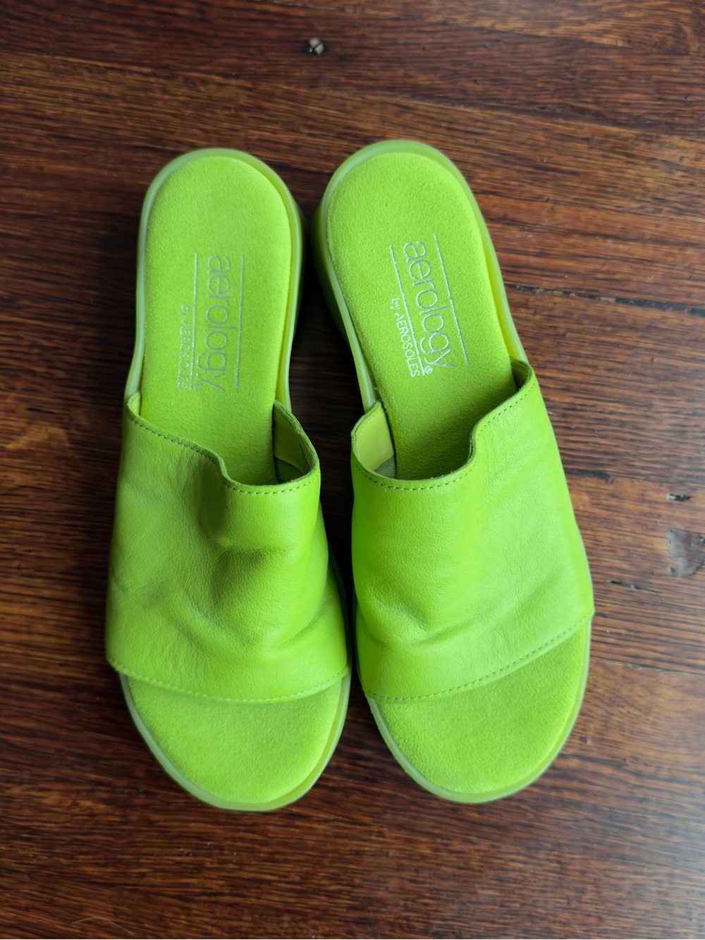 Aerology Neon Lime Slide Mules